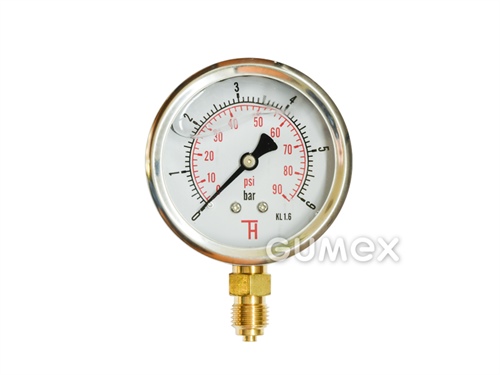 MANOMETER A VÁKUOMETER GLYCERÍNOVÝ - SPODNÝ VÝVOD